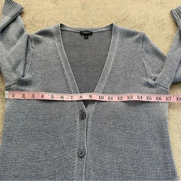 Talbots 100% Linen Cardigan Sweater Small Blue Three Quarter Sleeve Lightweight - Picture 10 of 11